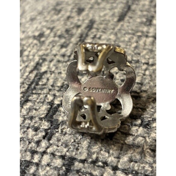 Vintage Sarah Coventry Filigree Silvertone Ring Black Onyx Gemstone - Picture 6 of 6